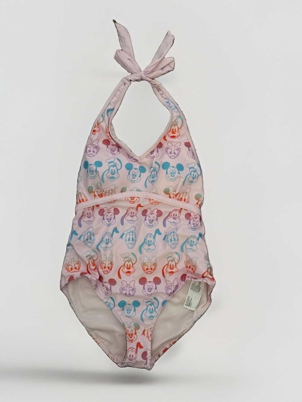 Disney woman’s Pink Mickey Mouse Halter One-Piece Swimsuit size L SPF 50 NWT